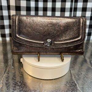 Coach Metallic Gunmetal Continental Wallet